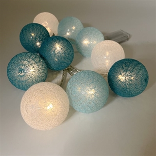 LED lyskæde med bomuldsbolde i forskellige farver - 2 m 10 lys